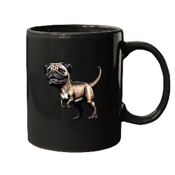 Discover T-Rex & Pug Hybrid Cartoon Fun Mugs