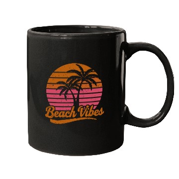 Discover Beach Vibes Retro Sun Vacation Palms Mugs