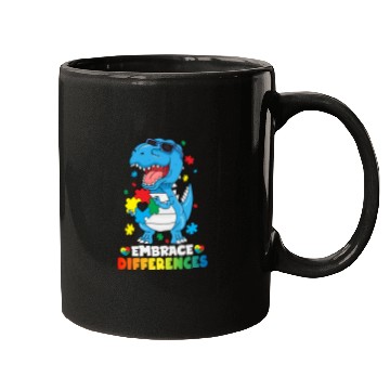 Discover Embrace Differences T Rex Dinosaur Autism Awarenes Mugs