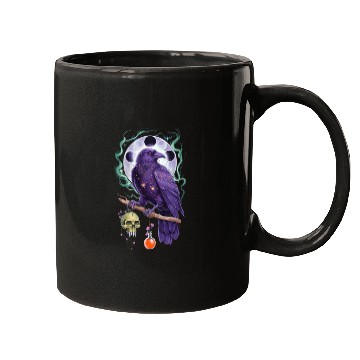 Discover Mystical purple raven perched on a branch Mugs