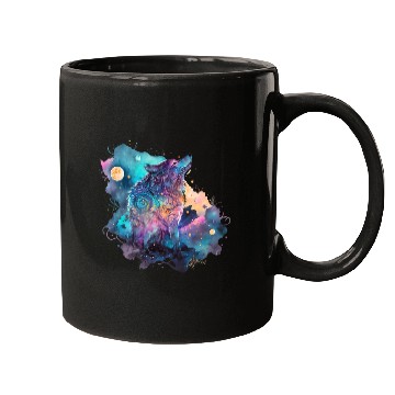 Discover Wolf Print, Cosmic Wolves, Animal Print, Cosmos Mugs