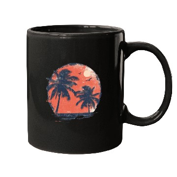 Discover Tropical Sunset Retreat With Soaring Birds Mugs