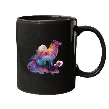 Discover Wolf Print, Cosmic Wolves, Animal Print, Cosmos Mugs