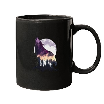 Discover Wolf Print, Cosmic Wolves, Animal Print, Cosmos Mugs