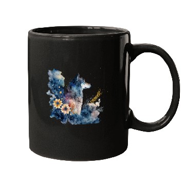 Discover Wolf Print, Cosmic Wolves, Animal Print, Cosmos Mugs