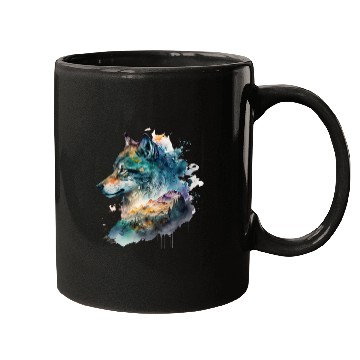 Discover Wolf Print, Cosmic Wolves, Animal Print, Cosmos Mugs