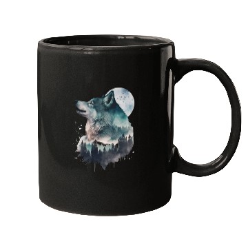 Discover Wolf Print, Cosmic Wolves, Animal Print, Cosmos Mugs