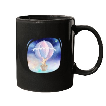 Discover Giraffe And Child Flying Sky Using Hot Balloon Mugs