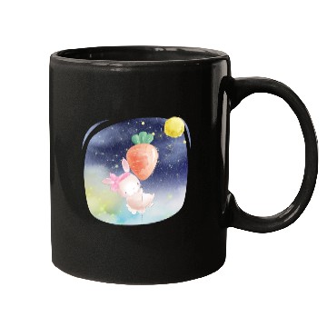 Discover Funny Happy Rabbit Flying to Sky Using Balloon Mugs