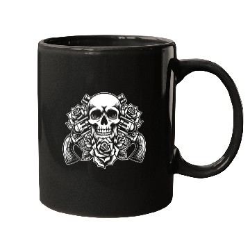 Discover Skeleton Roses Guitar Guns Skull Roses Mugs