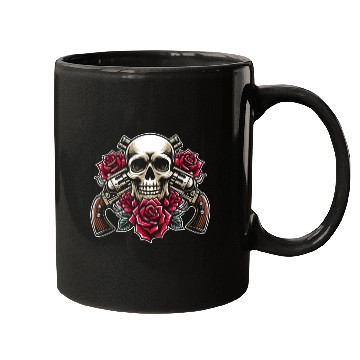 Discover Skeleton Roses Guitar Guns Skull Roses Mugs