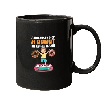 Discover Donut Lover A Balanced Diet: A Donut in Each Hand Mugs