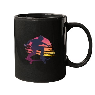 Discover Sunset Skateboarder Urban Vibes Mugs