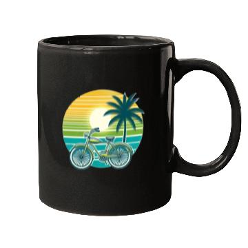 Discover Retro Bike and Palm Tree Mugs