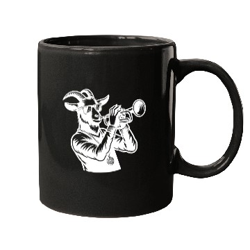 Discover Goat Trumpeter Silhouette Mugs