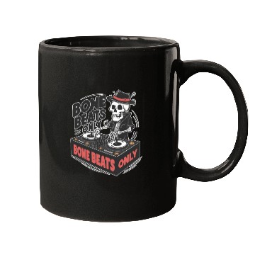 Discover Bone Beats Only Vintage Skeleton DJ Mixing Music Mugs