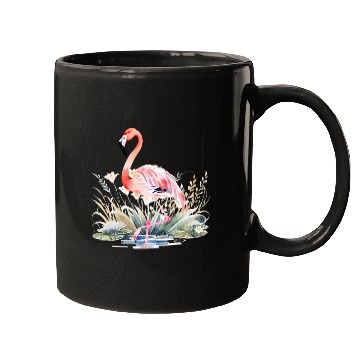 Discover Serene Flamingo in Tranquil Lake Mugs