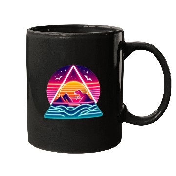 Discover Retro dinosaurs in the 80s triangle Mugs