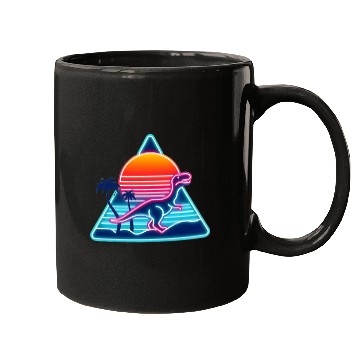 Discover Retro dinosaurs in the 80s triangle Mugs