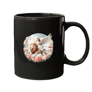 Discover Angel on a lion Mugs