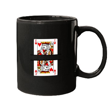Discover Playing card hearts king with banner space Mugs