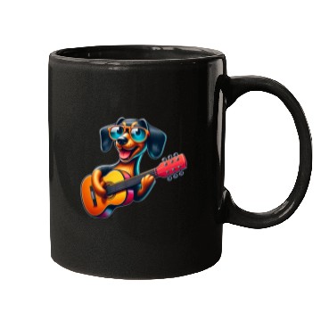 Discover Dachshund Guitarist Guitar Music Dog Mugs