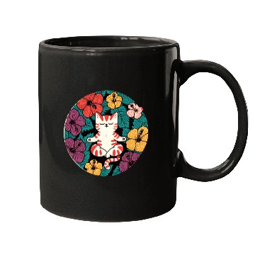 Discover Zen Hibiscus Cat Mugs