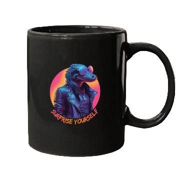 Discover Synthwave style crocodile wearing sunglasses Mugs