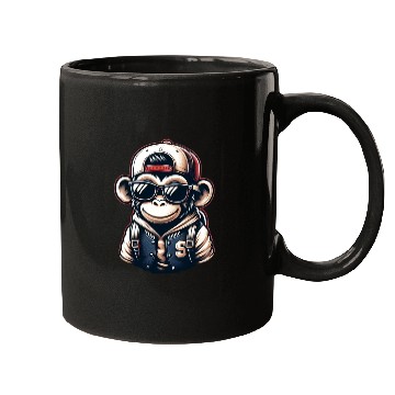 Discover Mugs Funny of a monkey dressed as rap