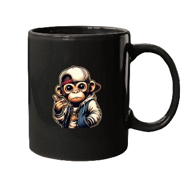 Discover Mugs Funny of a monkey dressed as rap
