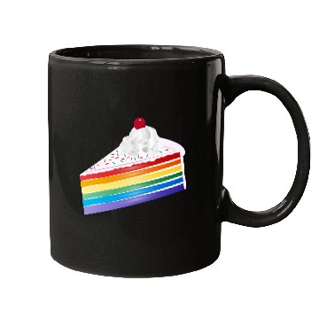 Discover Piece of rainbow cake with cream and cherry Mugs