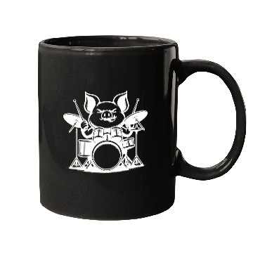 Discover Pig Drummer Farm Beat White Design Mugs