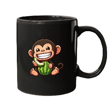 Discover Monkey chimpanzee melon watermelon honeydew melon Mugs