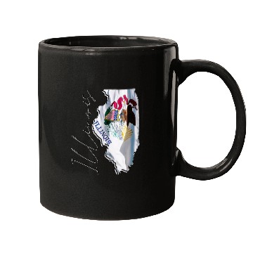 Discover Illinois State Flag in Illinois State Map IL Mugs