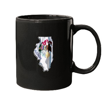 Discover Illinois State Flag in Illinois State Map Mugs