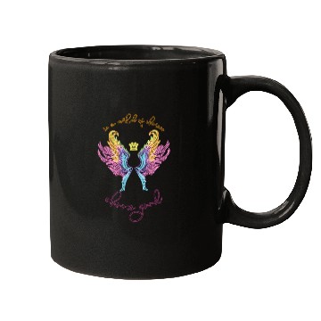 Discover Neon angel wings with a crown Mugs