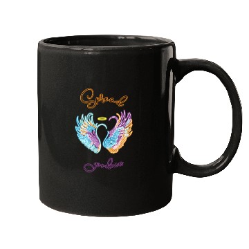 Discover Neon angel wings with helo Mugs