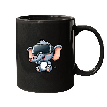 Discover Elephant VR virtual reality gamer cute cartoon Mugs