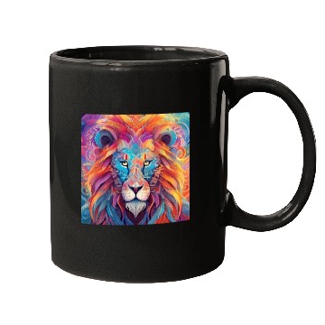 Discover Majestic Rainbow Lion Mugs