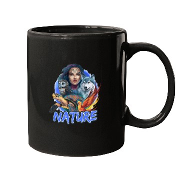 Discover Nature-Inspired Wolf Owl Turtle Phoenix Woman Mugs