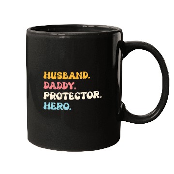Discover Husband Daddy Protector Hero Fathers Day Groovy Mugs