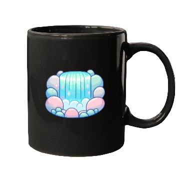 Discover Serene Cascade: Pastel Waterfall Bliss Mugs
