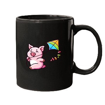 Discover Playful Piglet: Kite-Flying Joy Mugs