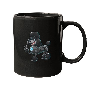 Discover Cyborg Poodle Robot Peace Sign Mugs