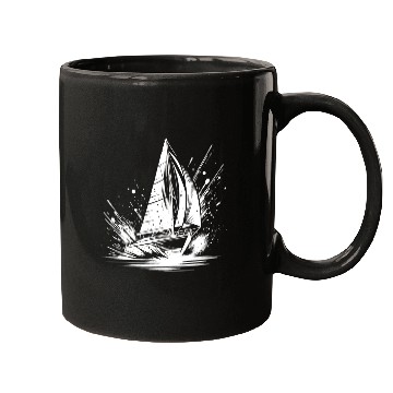 Discover Fast Sailing Boat With Splash Waves Mugs