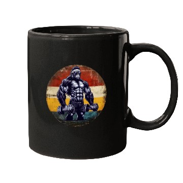 Discover Muscular Gorilla Bodybuilder Gym Workout Sunset Mugs