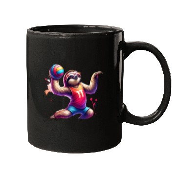Discover Cool Sloth Volleyball Player Design Mugs