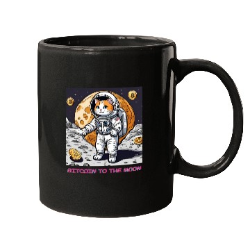 Discover Bitcoin to the moon cat Mugs