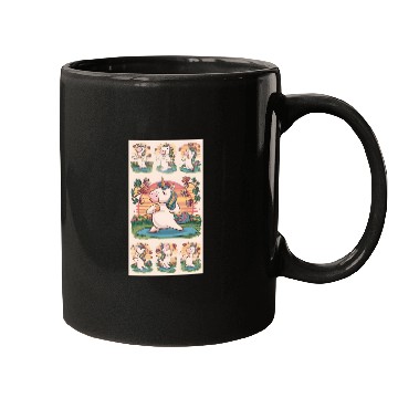 Discover Unicorn Yoga Sunset Lake Rainbow Mugs