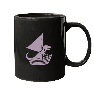 Discover Cool summer sailboat T-Rex silhouette Mugs